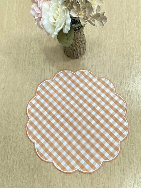 Lugar Americano Redondo Xadrez Laranja