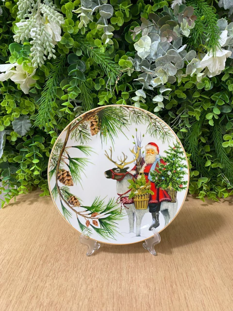 Prato Sobremesa Natal Xadrez Encanto 19cm - comprar online