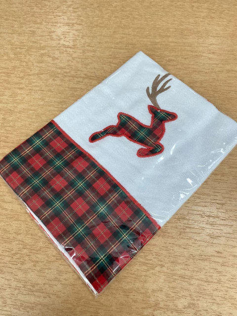 Pano de Prato "Rena do Papai Noel" Xadrez