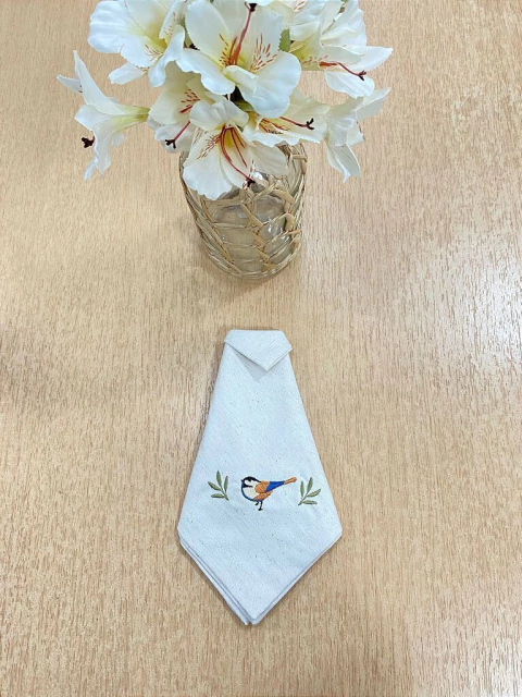 Guardanapo Pássaros Bordado Linho