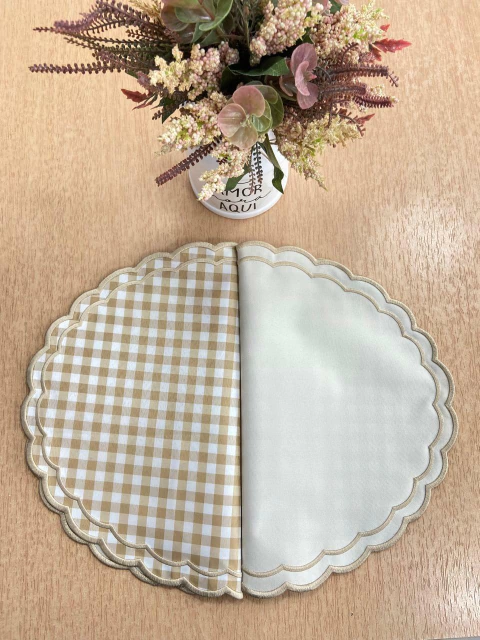 Lugar Americano Xadrez Duplo Bege