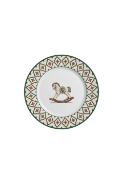 Prato de Sobremesa Desejos de Natal 21cm Model-1 (Cavalinho)