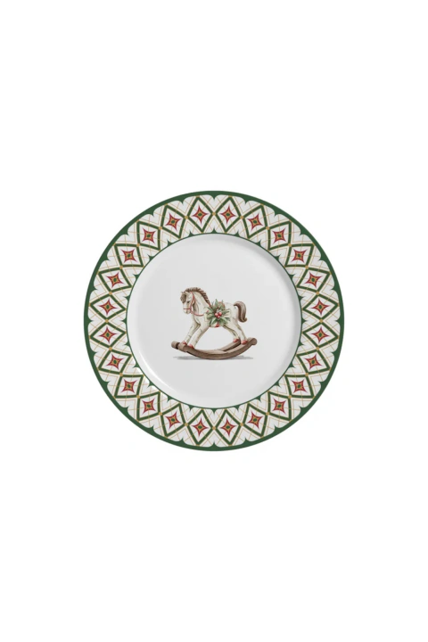 Prato de Sobremesa Desejos de Natal 21cm Model-1 (Cavalinho)