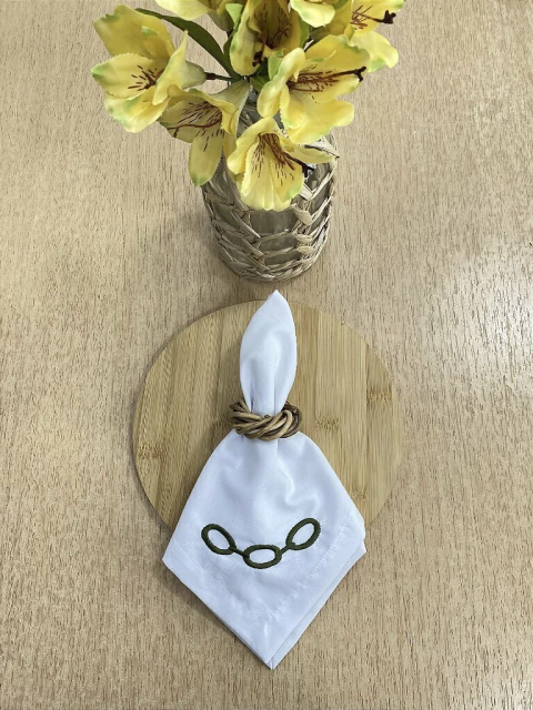 Guardanapo Elos Verde Bordado