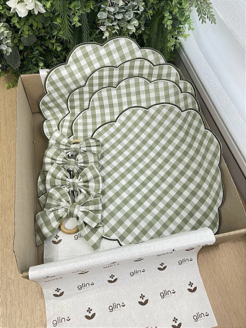 Kit Alessandra Xadrez Verde - 4 Lugares - comprar online
