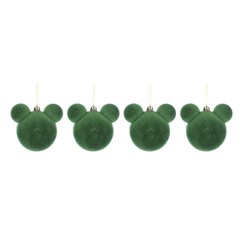 Kit 4 Enfeites de Natal Verde Veludo Formato Mickey Mouse 8cm - comprar online