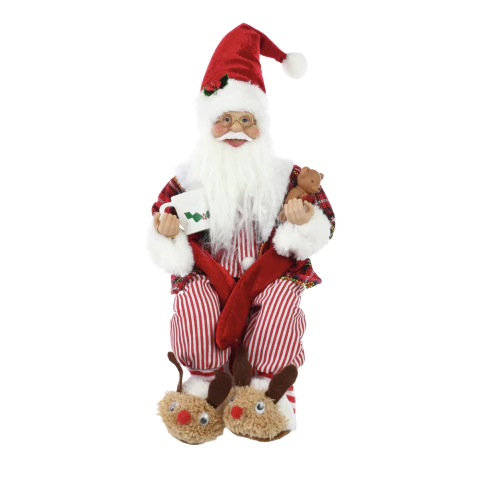 Papai Noel de Pijama e Pantufas 30cm
