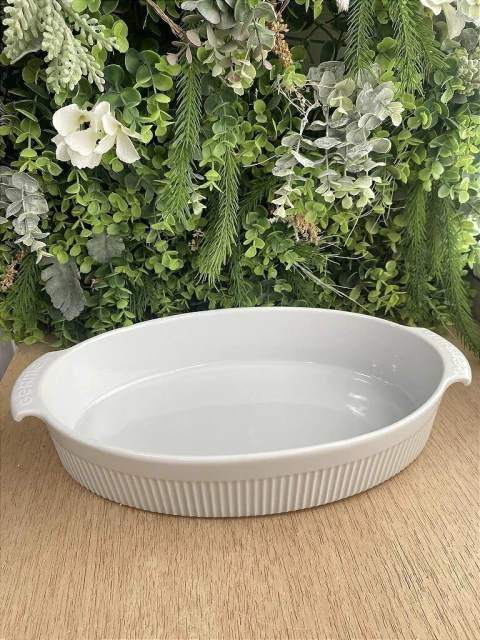 Travessa Oval G Branca com Alça