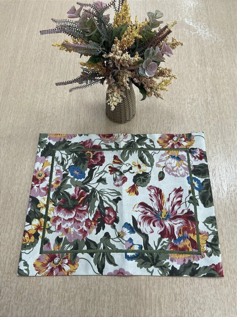 Lugar Americano Florescer Bordado Verde - comprar online