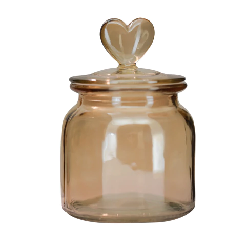 Pote de Vidro Decorativo "Coração Âmbar" 650ml