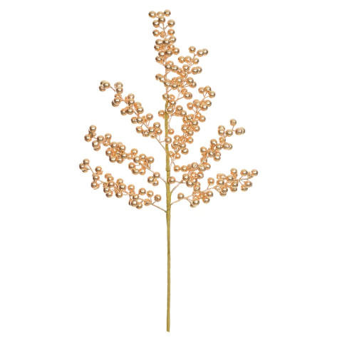 Galho Decorativo Natalino com Frutas Douradas/Cobre 51cm