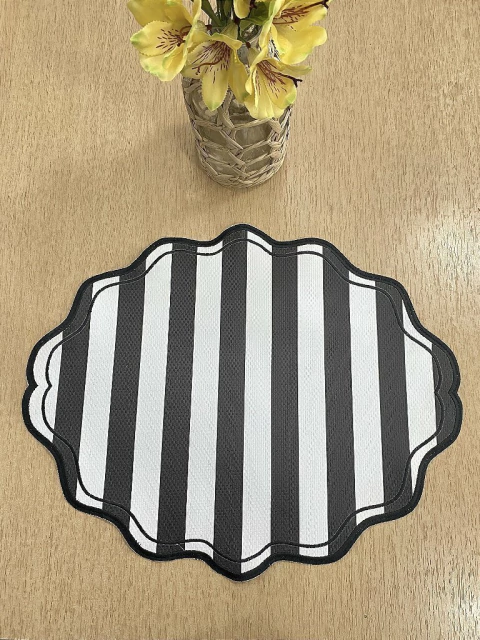 Lugar Americano Listras Pretas Impermeável Couro