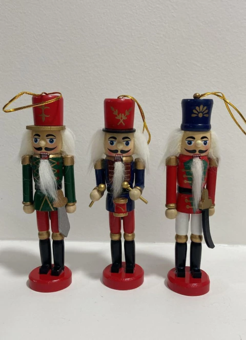 Kit 3 Soldados Quebra-Nozes de Madeira - Clássico de Natal 15CM