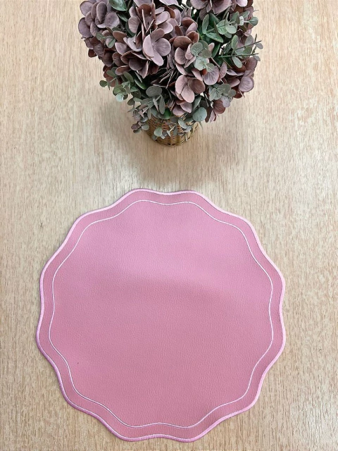 Lugar Americano Redondo Courino Bordado Rosa - comprar online