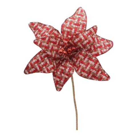 Flor de Natal Poinsétia Xadrez Tramado Vermelho