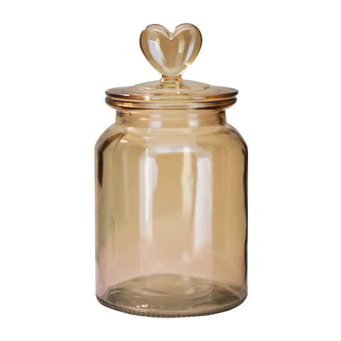 Pote de Vidro Decorativo "Coração Âmbar" 1000ml
