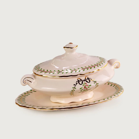 Terrina Séc XVII C/Travessa Guirlanda Encanto Ouro Luxo