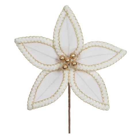 Poinsétia Luxo Branca com Glitter 19cm