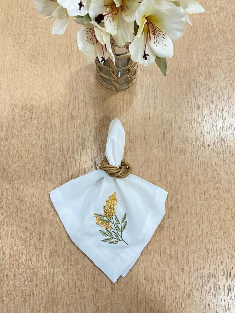 Guardanapo Bordado Mimosa Amarelo