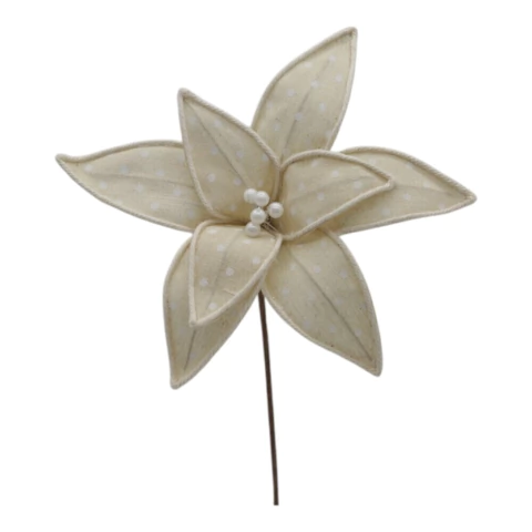 Flor de Natal Bolinhas Suaves Creme 30cm