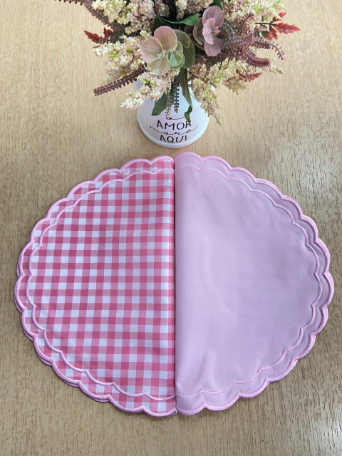 Lugar Americano Xadrez Duplo Rosa - comprar online