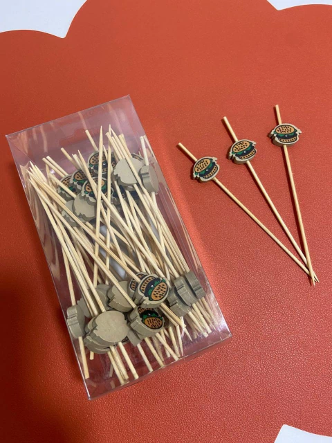 Palito Decorativo Gourmet Hamburguer C/50 12cm