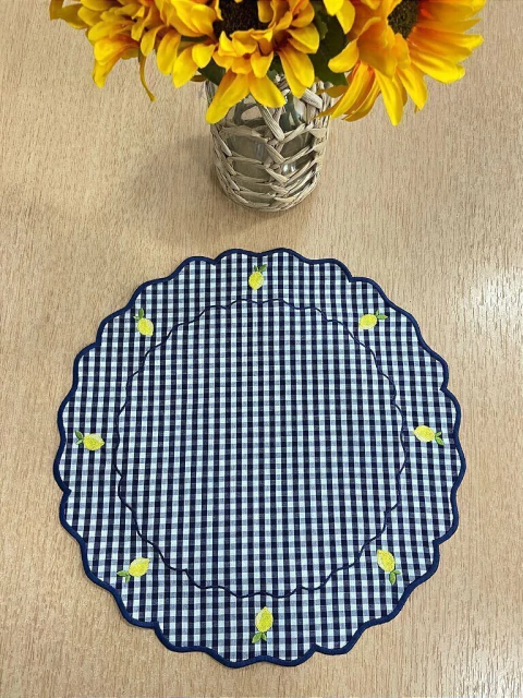 Lugar Americano Xadrez Limões Bordado