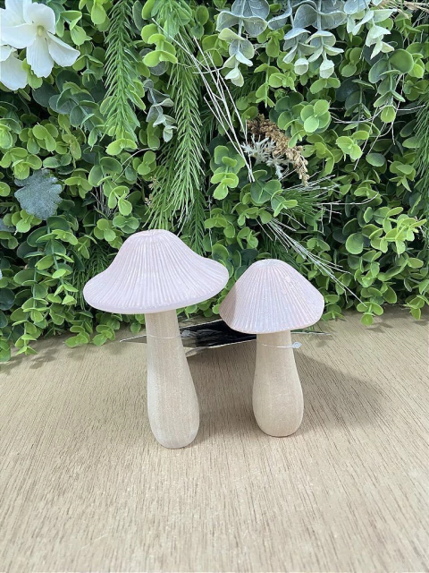 Cogumelos Decorativos c/2 - Rosa/Madeira 11/12cm