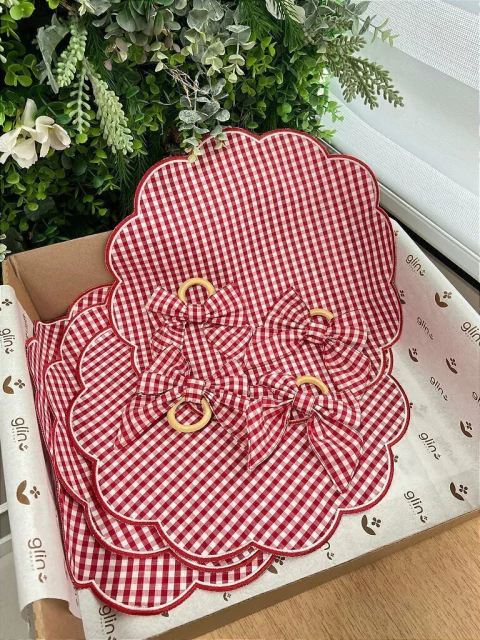 Kit Mesa Xadrez Vermelho - 4 Lugares