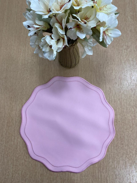 Lugar Americano Redondo Courino Bordado Rosa Claro (NOVO) - comprar online