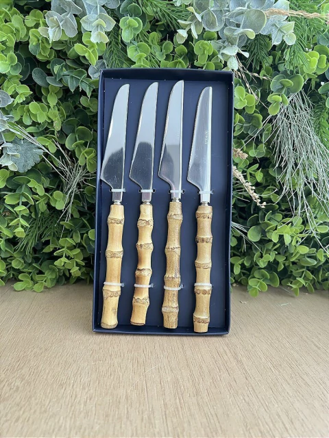 Conjunto de 4 Facas para Mesa Bambu Natural