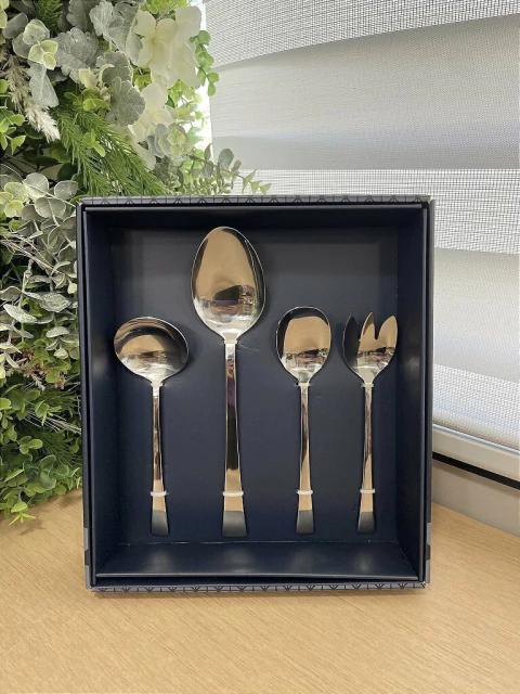 Kit 4 Peças para Servir Prateado Aço Inox