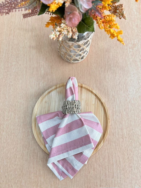 Guardanapo Linho Listrado Rosa
