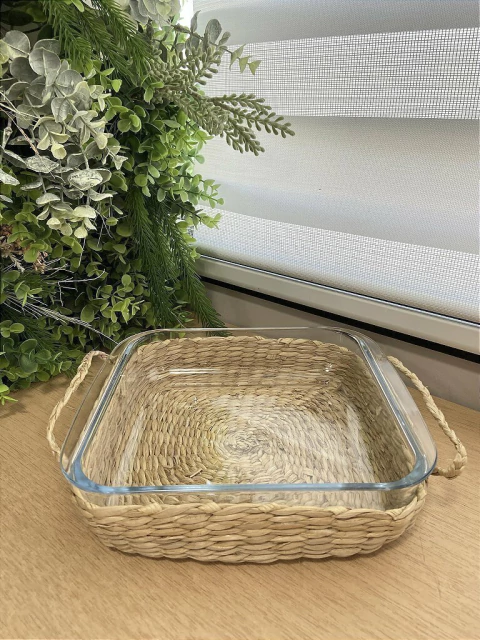 Refratario para Servir Sisal Médio com Alça Quadrado