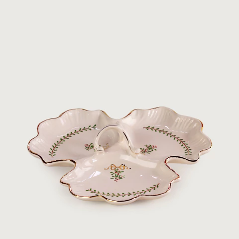 Petisqueira com Repartições Guirlanda Encanto Ouro Luxo