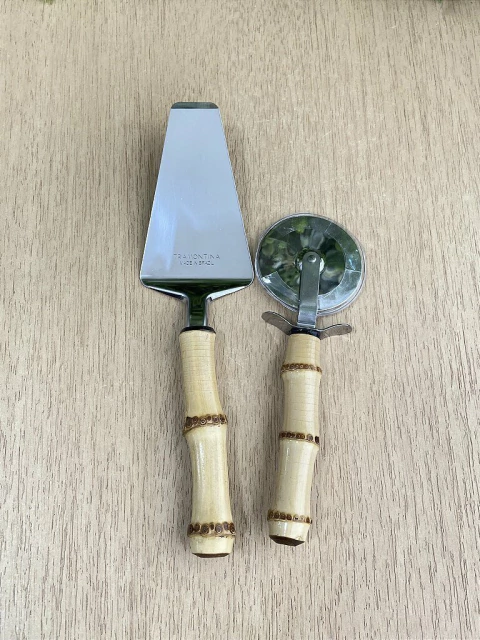 Conjunto Servir Pizza 2 Peças Nature Bambu