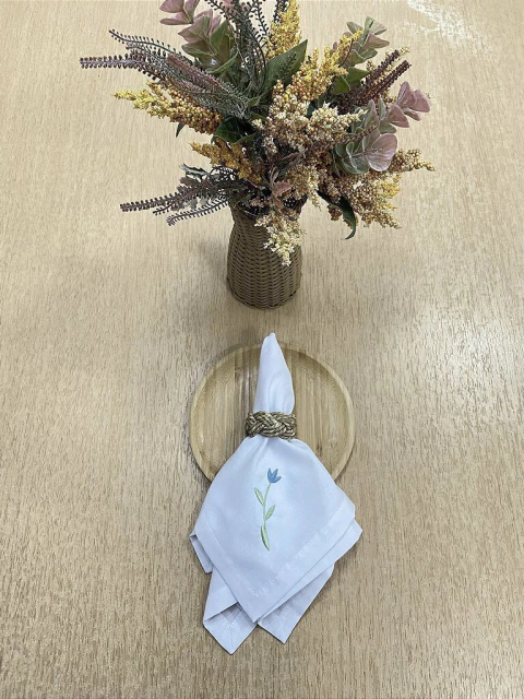 Guardanapo Tulipa Azul Bordado