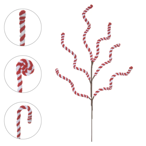 Pick Galho Decorativo Candy Cane 56cm