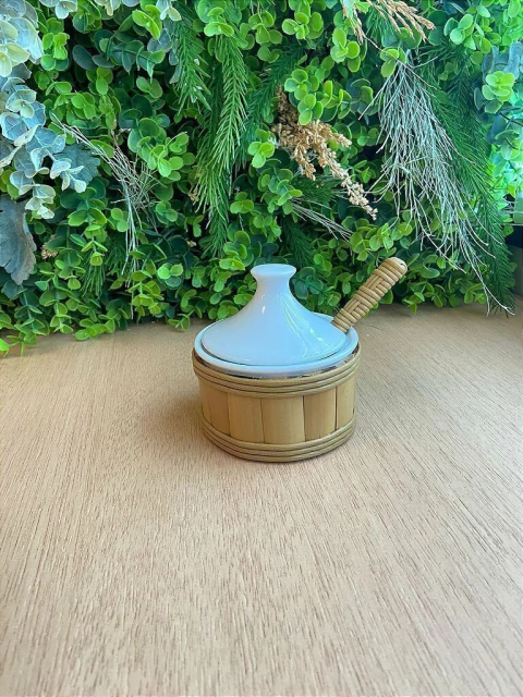 Açucareiro Bambu com Porcelana