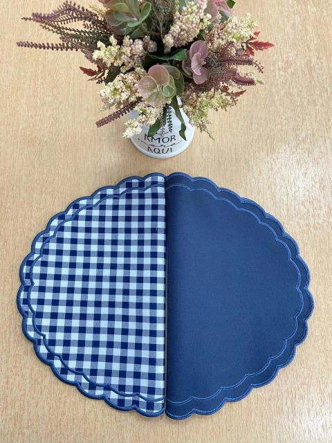 Lugar Americano Xadrez Duplo Azul Marinho