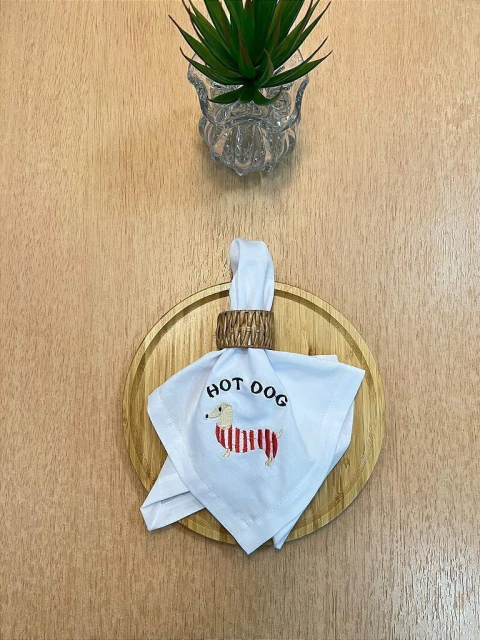 Guardanapo Bordado Hot Dog
