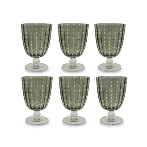 Kit de Taças para Água Verde Póa Branco 420ml