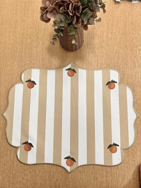 Lugar Americano Premium Couro Laranja Retangular