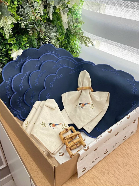 Kit Mesa Jardim Secreto Azul- 4 Lugares