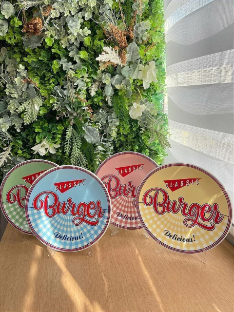 Conjunto de Pratos Burger Retrô - 4 unidades