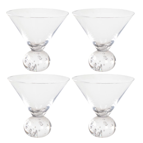 Kit 4 Taças de Sobremesa Essência Bolha Cristal 280ml