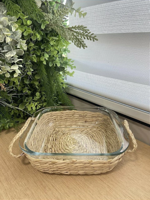 Refratario para Servir Sisal Pequeno com Alça Quadrado