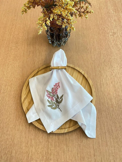 Guardanapo Bordado Mimosa Rosa