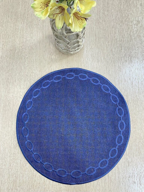 Lugar Americano Elos Azul Marinho Bordado Impermeável