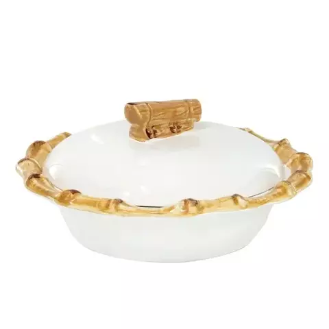 Tigela Central C/Tampa Bambu Natural 30x11cm